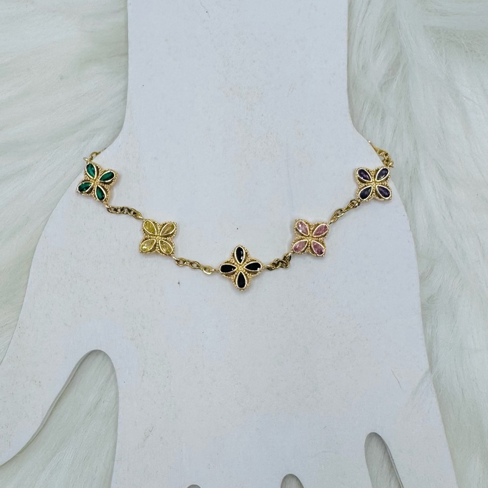 Zirconia multicolored Flower Stainless Steel Bracelet - Picture 4 of 4
